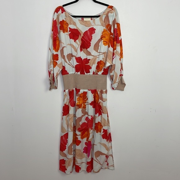 𝅺ANTHROPOLOGIE Maeve Gemma floral ribbed cuffs midi dress - Picture 3 of 12